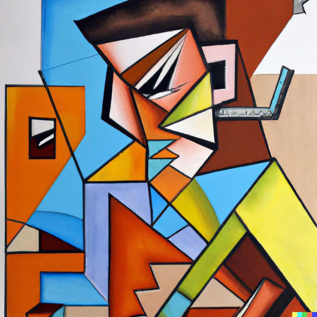 a representation of anxiety, painting, cubism style